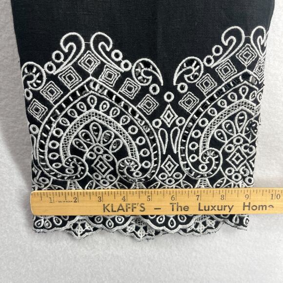 CHICOS Pants 2.5 14 Linen Crop Straight Leg Eyelet Hem Elastic Waist Black NEW - Picture 15 of 16